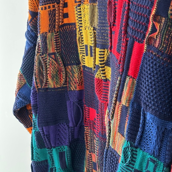 Tundra Canada Coogi Style Colorful Patchwork 3D Knit Cotton Sweater - Picture 13 of 16